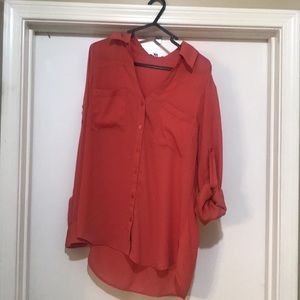 Express coral/orange Portofino blouse- size medium